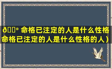 💮 命格已注定的人是什么性格（命格已注定的人是什么性格的人）